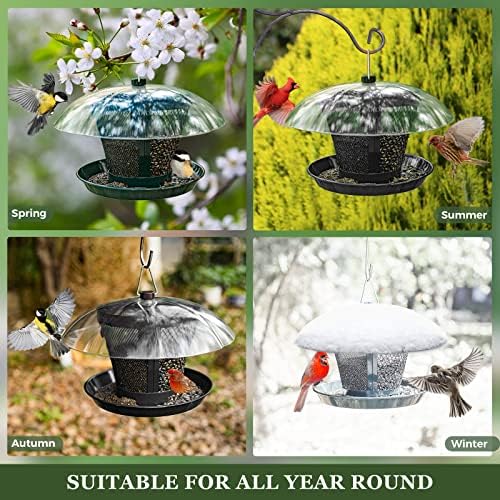 Kingsyard Bird Feeder for Outside, Dual-Use Metal Mesh Wild Bird Feeder with Weatherproof Dome Dual, 2.5 lbs Seed Capacity for Finch Cardinal