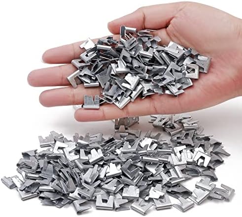 900pcs Rabbit Chicken Wire Cage Clips with Fence Pliers Hog Rings Snap-Ring Pliers Wire Clamp Tool Fasten Clips Buckle Pliers for Building Installation Wire Cage Pet Bird Quail