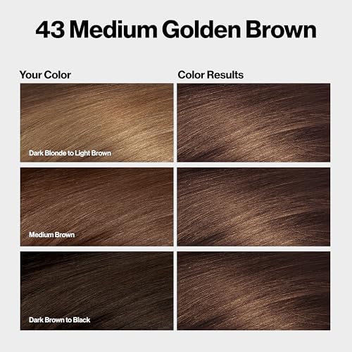 Revlon ColorSilk with Bond Repair Complex, Brown Permanent Hair Color, 100% Gray Coverage, Ammonia Free Hair Dye, Vegan Keratin, 43 Medium Golden Brown (Pack of 3)