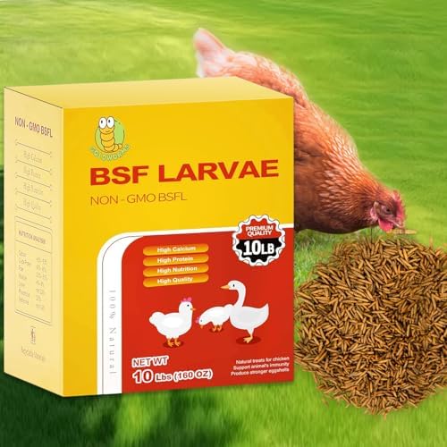 10LB Dried Black Solider Fly Larvae, BSFL is High Protein Chicken Feed with 85x More Calcium Than Dried Mealworms, Poultry Treats, Chickens Love, Birds Love, Hens Love, Ducks Love