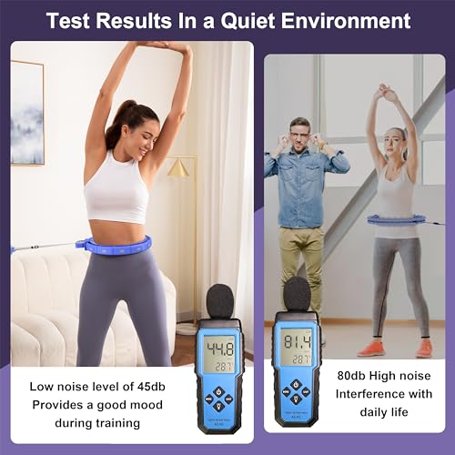 Weighted Workout Hoop for Adult Weight Loss - 50" Plus Size Silent Smart Waist Fitness Circle with Ball - Abs Exercise Equipment for Home Blue