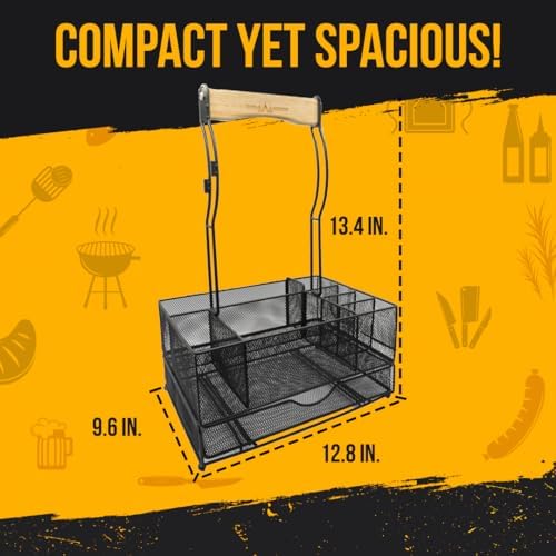 Grill Caddy for Outdoor Grill - Picnic Caddy for Outdoor Kitchen Accessories - BBQ Accessories Basket