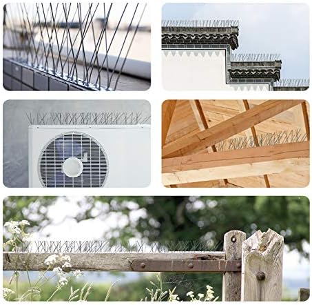OFFO Bird Spikes Pre-Assembled for Pigeons Birds, Cover 10 Feet Durable Bird Spikes with Stainless Steel for Fence Roof Mailbox Window