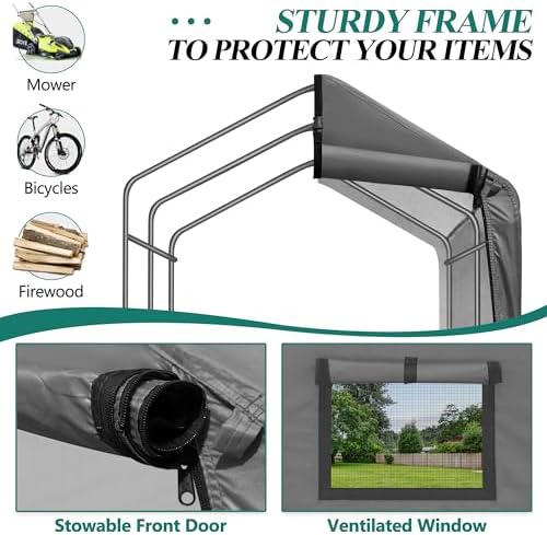 6 x 3ft Outdoor Cycle Storage Shelter - Bike Shed with Roll-up Door & Ventilate Window, Polyethylene Canopy Bicycle Garage for Garden, Domestic, Outdoor, Rain Shelter
