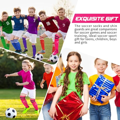 Syhood Soccer Shin Guards and Socks for Toddler Kids Youth, Lightweight Soccer Shin Pads Protective Soccer Gear for 3-5, 5-10, 10-15 Years Old Children Teen Boys Girls Soccer Game (Pink,S Size)