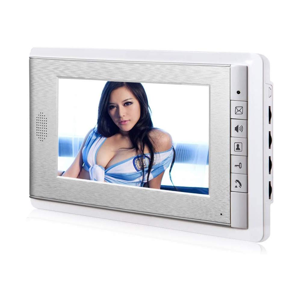 AMOCAM 3 Units Apartment Video Intercom System, 7 Inch Monitor Wired Video Doorbell Door Phone Kits, Indoor Outdoor IR Camera, ID Keyfob Unlock, Monitoring, 3-Monitors for Home Apartment
