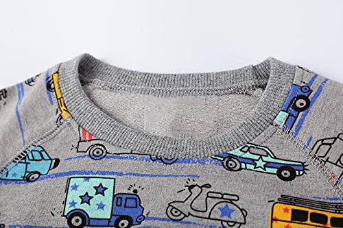 Akyzic Boy Dinosaur Sweatshirts Toddler Long Sleeve Cotton Pullover Cartoon T-Shirts Sport Top Tee For Kids 2-7T car-8072-100/3t