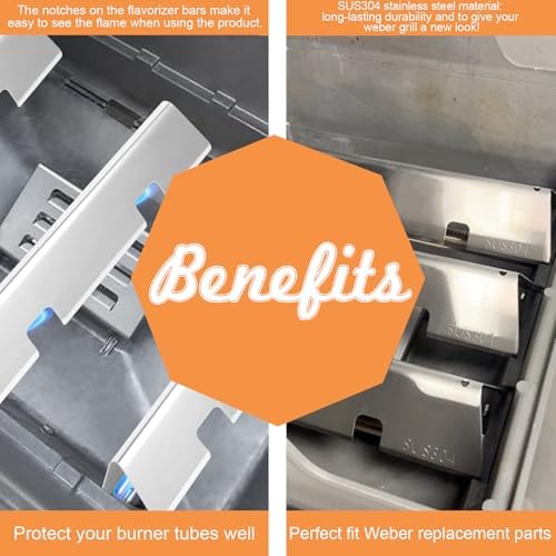 Flavorizer Bars for Weber Spirit 2 Grill Replacement Parts GS4 Spirit II 7635 67045 68842 69796, Grill Parts for Weber Spirit II GS4 & I E210 S210 E220 S220, for Weber Flame Covers Stainless Steel