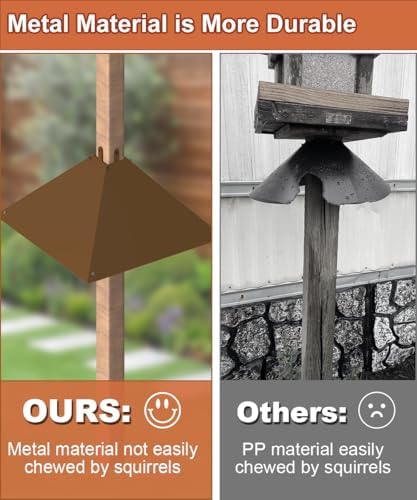 Metal Squirrel Baffle for 4x4 Post, Outside Wooden Pole Mount Squirrel Guards for Bird Feeders, 17 Inch Squirrels Deterrents Stopper to Deter Racoons, Brown, 2pcs