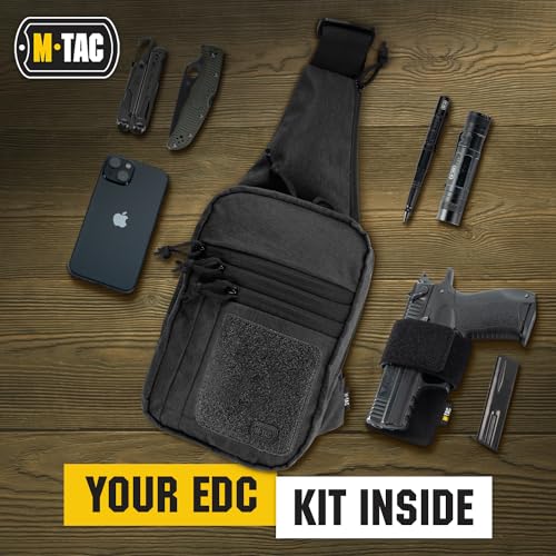 M-Tac Tactical Sling Bag for Men - Crossbody Concealed Carry Bag - Black Mens Crossbody Holster Bag