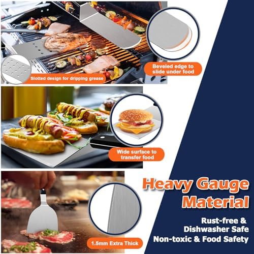 18Pcs Griddle Accessories Kit, Joyfair Stainless Steel Flat Top Grilling Spatula Accessory Tools Set with Basting Cover Burger Press, for Outdoor BBQ Teppanyaki Hibachi Cooking (ABS Handles)