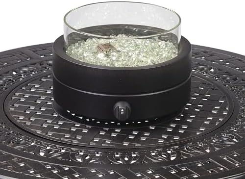 Amazon Basics 14 in 9,000 BTU Round Tabletop Propane Gas Fire Pit, Brown