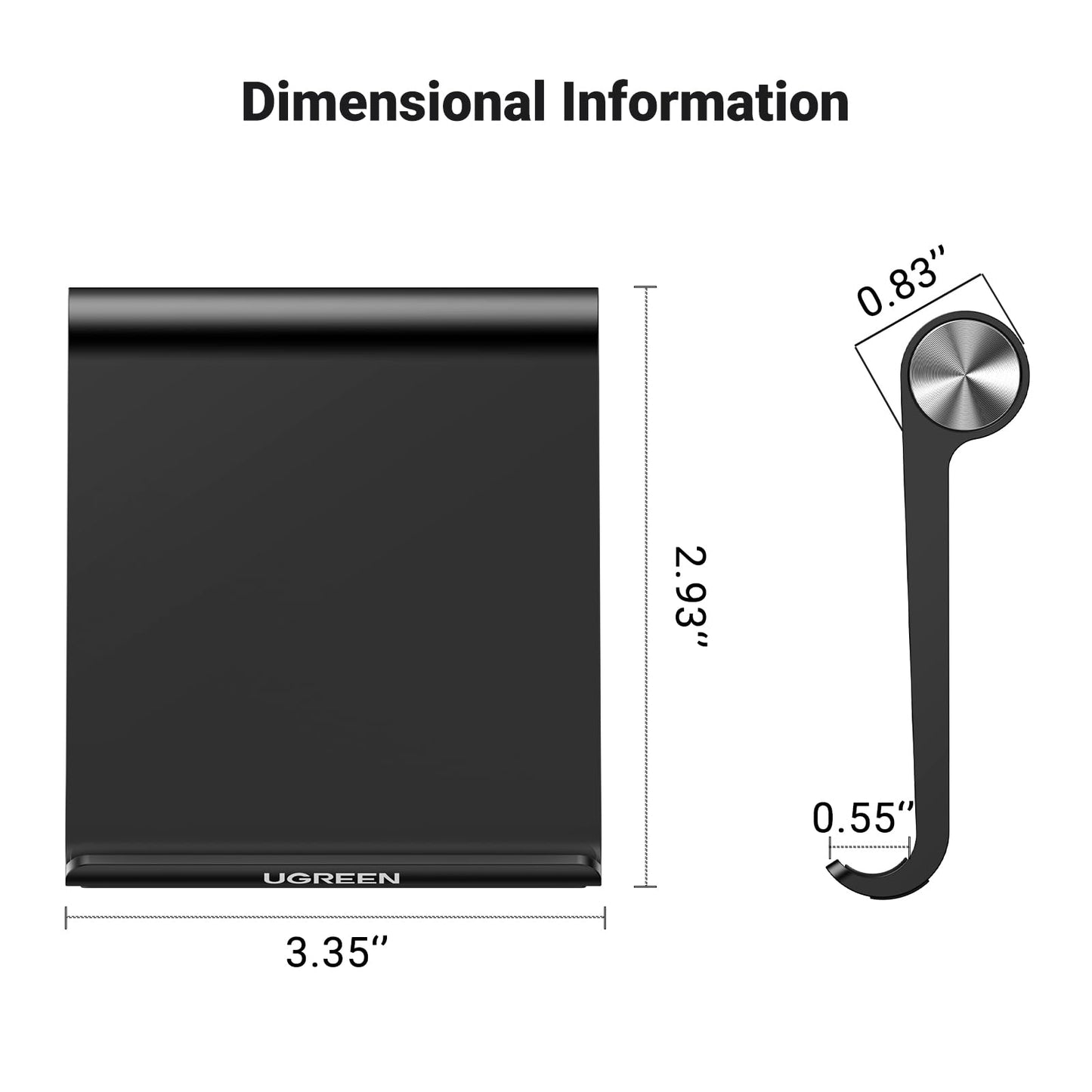 UGREEN Phone Stand 2 Pack Desk Cell Phone Holder Travel Compatible with iPhone 16 Pro Max 15 Plus 14 Pro 13 12 Mini 11 SE XS XR 8 7, Portable Foldable Desktop iPhone Stand Adjustable, Black White