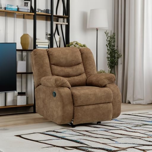 Signature Design by Ashley Partymate Contemporary Faux Leather Manual Rocker Recliner, Dark Brown