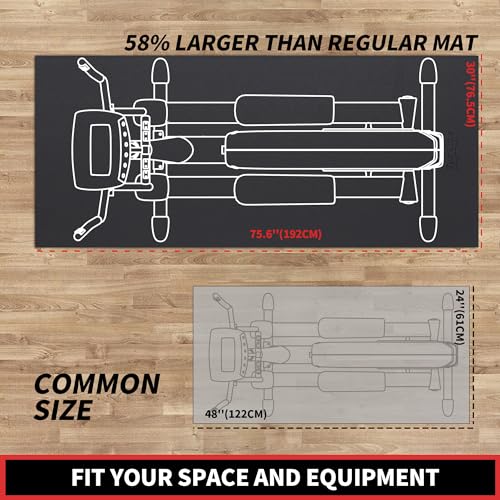 GymCope Treadmill mat, 72"x30" Exercise Equipment Mat for Hardwood Floor Carpet Protection, 6mm Thick, Exercise Bike Mat Pad for Indoor Cycles, Rowing Machine, Elliptical