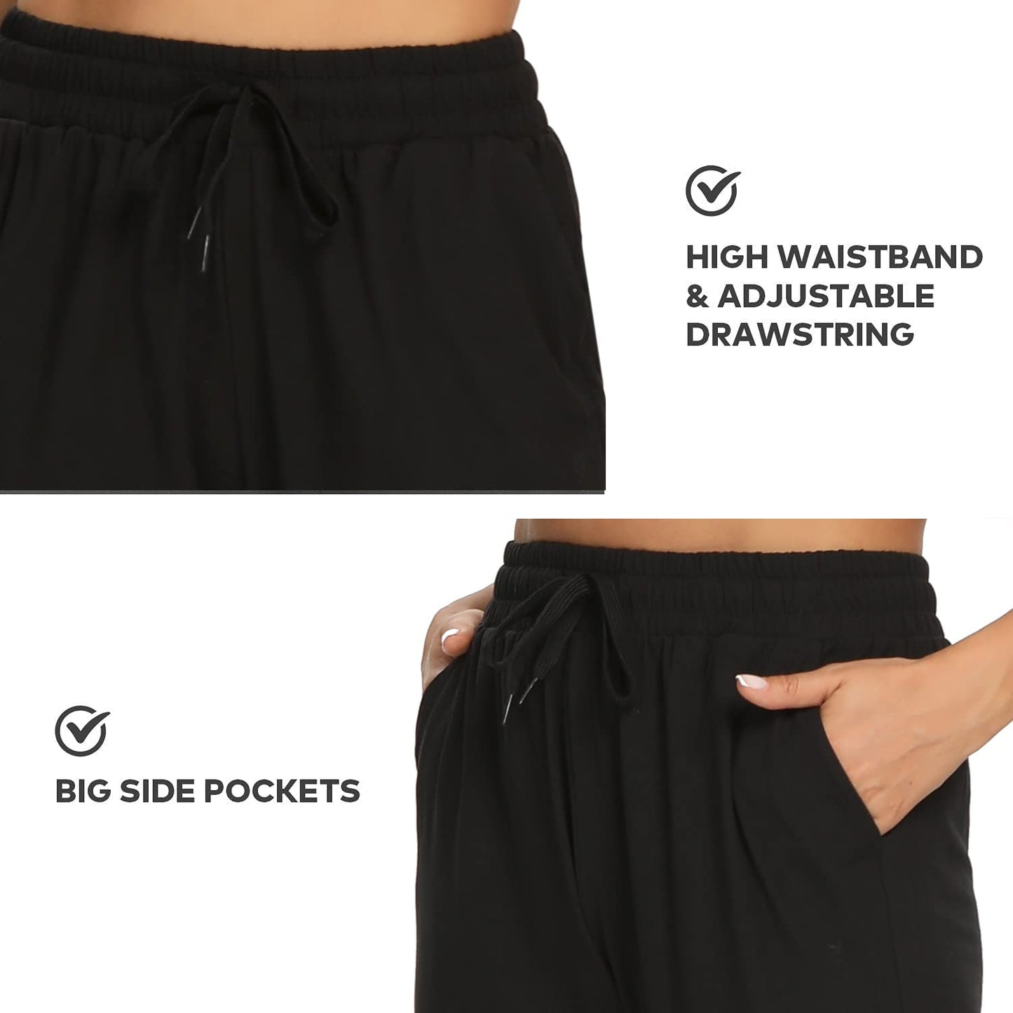 Aoliks Women's Fleece Lined Sweatpants Thermal Joggers with Pockets Winter Lounge Yoga Workout Running Pants (Black, XX-Large)