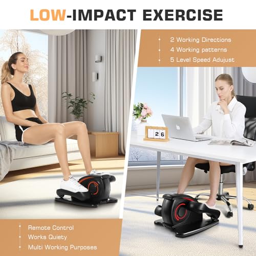 ANCHEER Under Desk Elliptical Machine, Electric Seated Pedal Exerciser, Mini Elliptical Machines for Seniors, LCD Display Monitor, Remote Control, Leg Exerciser for Home (Training Black)