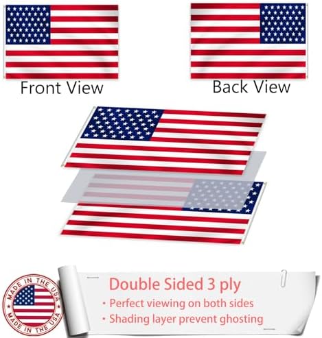 American US Flag 3x5 Outdoor Made in USA - Double Sided Heavy Duty Vivid Color United States Flag with 2 Brass Grommet