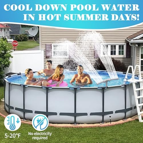 Patented Swimming Pool Fountains - Fit Inground & Above Ground Pool, Water Fun Waterfall Pool Jet Aerator Cooler, Extend Adjustable Pipe Pool Sprinkler Dual Spray Swimming-Pool Garden Decor