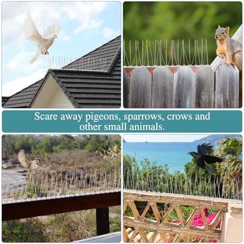 Bird Spikes Bird Deterrents Outside Pigeon Spikes with Plastic Base for Small Bird Pigeons Crows and Woodpeckers, for The Fence, Roof and Balcony