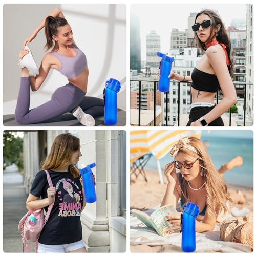 Jcxuot Air Water Bottle with Flavor Pods, 750ML Scent Water Cup with Flavor Pods Box,0% Sugar Fragrance Water Bottle Suitable for Outdoor Sports (Blue+1pods)