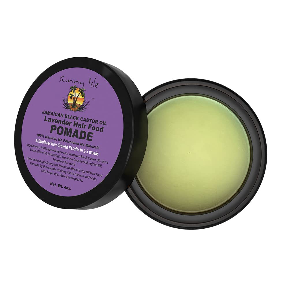 Sunny Isle Jamaican Black Castor Oil Lavender Hair Food Pomade, 4 oz | For Dry Scalp, Hair Breakage, Split Ends, Frizz Control & Dandruff