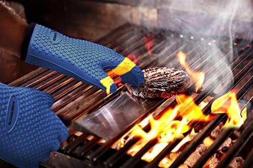 KITCHEN PERFECTION Silicone Smoker Oven Gloves -Extreme Heat Resistant BBQ Gloves -Handle Hot Food Right on Your Smoker Grill Fryer Pit|Waterproof Oven Mitts Grill Gloves |Superior Value Set+3 Bonuses