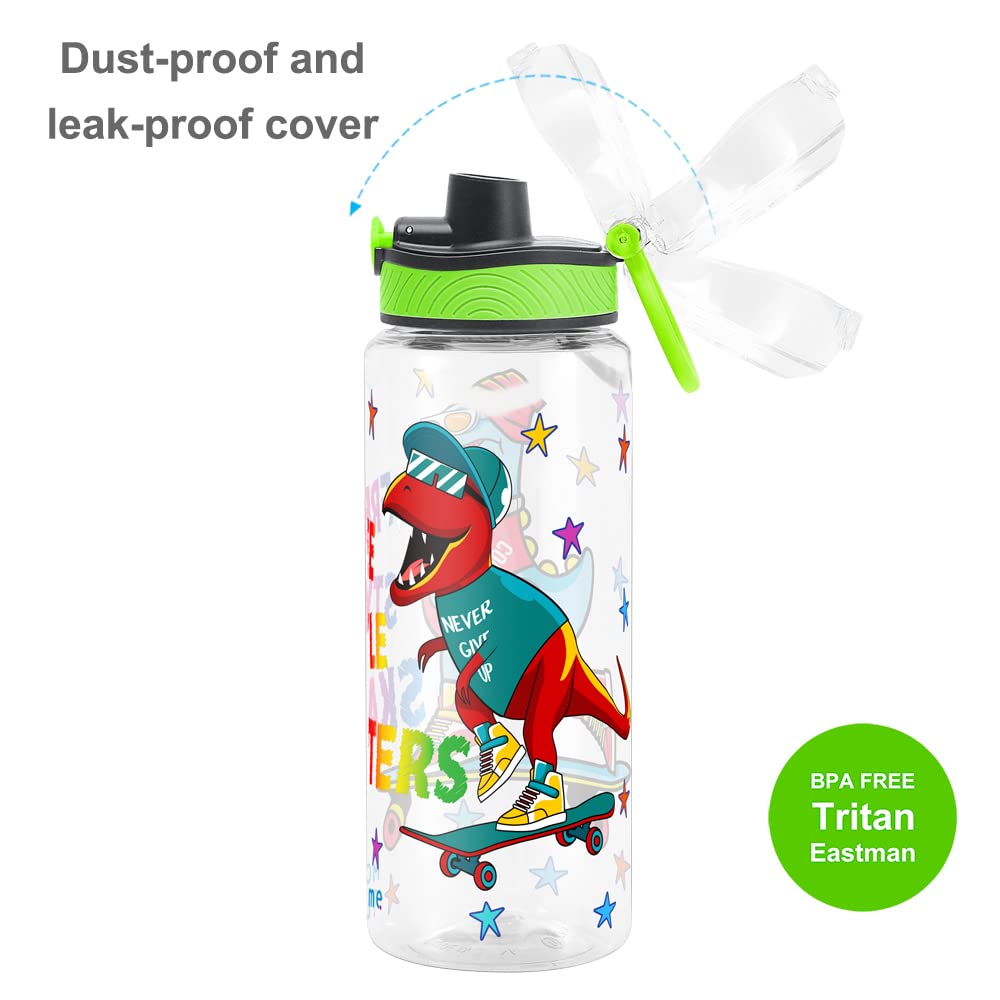 Cute Water Bottle for School Kids Girls, BPA FREE Tritan & Leak Proof & Easy Clean & Carry Handle, 23oz/ 680ml (Skateboarding)