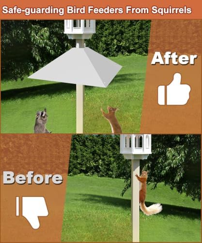 Metal Squirrel Baffle for 4x4 Post, Outside Wooden Pole Mount Squirrel Guards for Bird Feeders, 17 Inch Squirrels Deterrents Stopper to Deter Racoons, White, 1pcs