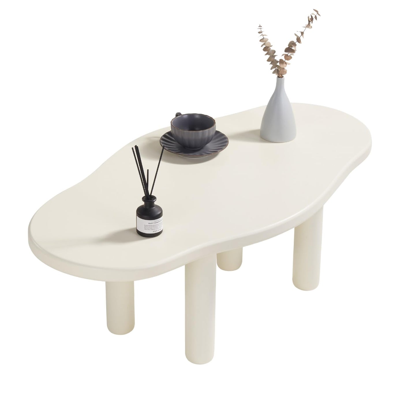 ANTJUMPER Cloud Coffee Table - Cute Coffee Table - Irregular Shape Coffee Table with 4 Legs - Modern End Table for Living Room,Apartment,Bedroom,Easy Assembly-White