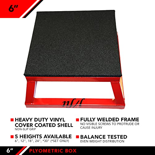 JFIT Plyometric Jump Box - 6", Red/Black