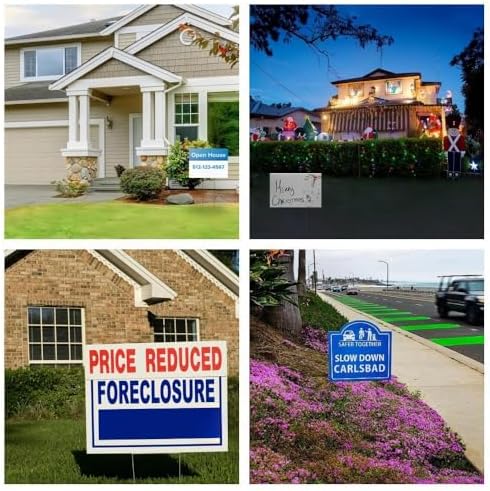 10 Pack 18 x 12 Inches White Corrugated Plastic Yard Sign with Metal Stakes for Birthday, Real Estate Garage Sale Signs, Rent, Guidepost Decorations