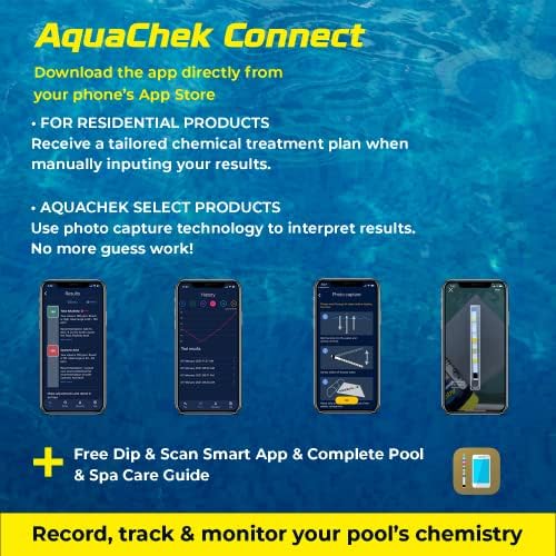 AquaChek Select Connect 7-Way Pool and Spa Test Strips Complete Kit - Pool Test Strips for pH, Total Chlorine, Free Chlorine, Bromine, Alkalinity, Total Hardness, and Cyanuric Acid - (50 Strips)
