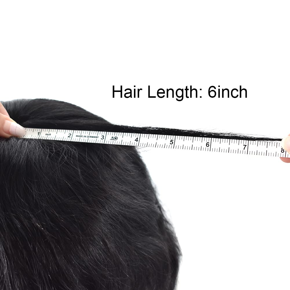 All Poly Toupee for Men Hairpieces Human Hair Replacement System 0.1mm PU Injected Mens Toupee Human Hair Natural Toupee Hair for Men 8X10,#1 Jet Black