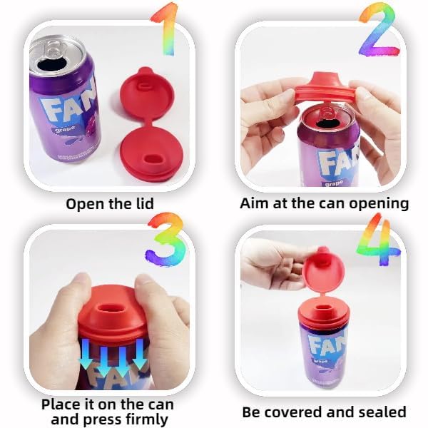 Gdabuzz 4 Pack Silicone Soda Can Cover Lids,Silicone Canning Lids,Soda Can Lids,Beverage Can Covers Reusable Protector For Soda, Beer, Drink, Juice, Coke, Fits Standard Cans(ST-1)