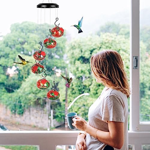 Charming Wind Chimes Hummingbird feeders for Outdoors Hanging ant and bee Proof,Never Leak,Perfect Garden Decor for Outside