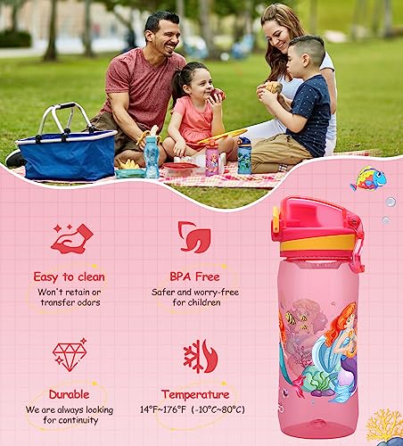 Opard Peak Water Bottle 20 Oz BPA Free Tritan Plastic Leak Proof Flip Top for School Kids Sports Gym Yoga Camping (Aqua)