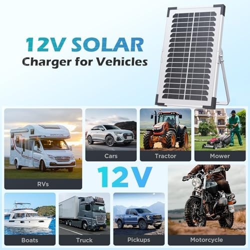 7.5W 12V Solar Battery Charger Maintainer, 12 Volt Solar Panel for Car Battery with Smart Controller, Callsun Low-Iron Tempered Glass Solar Trickle Charger for Boat Truck RV Lawn Mower