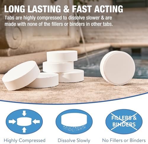 Doheny’s 3-Inch Stabilized Chlorine Tablets | 99% Pure Tri-Chlor, 90% Available Chlorine | Long-Lasting, UV-Protected, Slow-Dissolving Pool Sanitizer | Individually Wrapped, Childproof 50lb Bucket