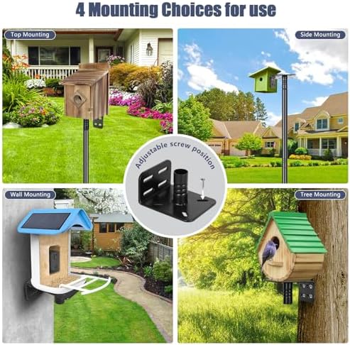 Gtongoko Smart Bird Feeder Pole 110 Inch Bluebird House Pole for Outdoors Weather Station Heavy Duty Metal Mounting Kit Adjustable Bird Feeder Stand Black