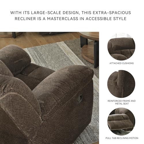 Signature Design by Ashley Frohn Urban Manual Rocker Recliner with Pillow-Top Arms, Dark Brown