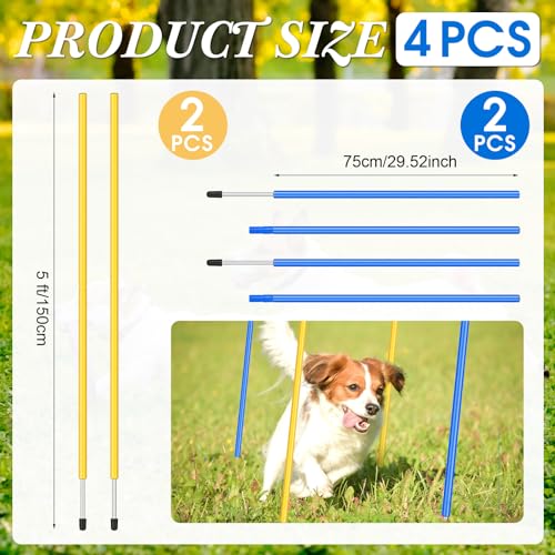 Silipull 4 Pcs Training Agility Poles 5ft Adjustable Soccer Training Poles Soccer Training Sticks Sports Speed and Agility Training Equipment for Football Sport Soccer Speed Training (Yellow, Blue)