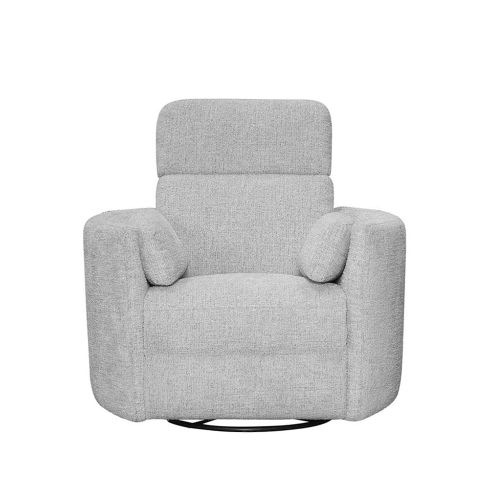 Pemberly Row Manual Swivel Glider Recliner Chair in Angora Linen (Set of 2) with USB Charging Ports and 2 Comfort Pillows for Living Room