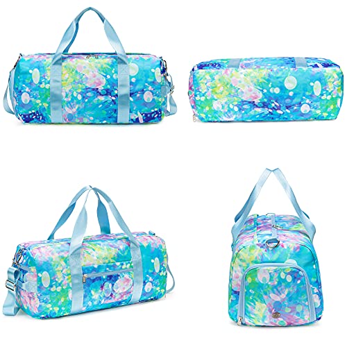 BLUBOON Duffle Bag Girls Kids Cute Gym Bag with Shoes Compartment & Wet Separation Waterproof Sports Overnight Travel Bag