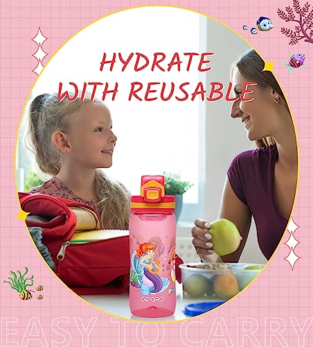 Opard Peak Water Bottle 20 Oz BPA Free Tritan Plastic Leak Proof Flip Top for School Kids Sports Gym Yoga Camping (Aqua)