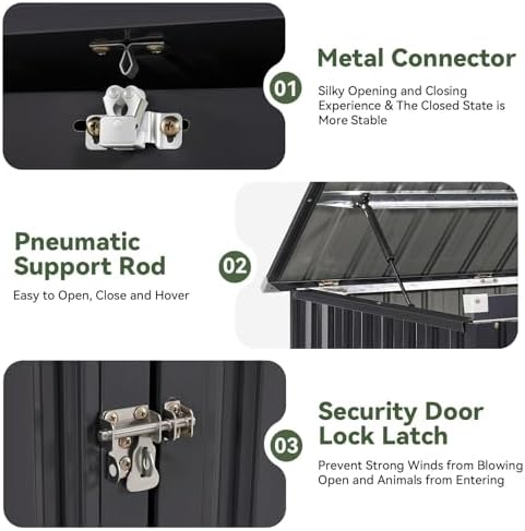 Aoxun 3.3' x 5.6' Metal Storage Shed - Waterproof Outdoor Garbage Can Organizer with Chain Lid, Ideal for Trash Bins, Toys, Garden Tools - Perfect for Garden, Backyard, & Patio Use