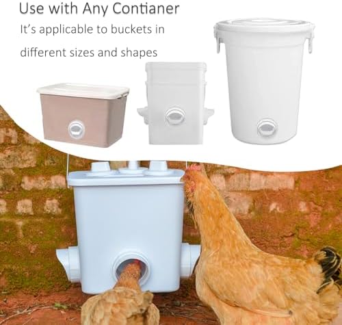 DIY Chicken Feeder and Waterer Automatic Chicken Feeder No Waste Poultry Feeder Kit for Buckets Barrels Bins Troughs, 6 Ports and 6 Water Cups