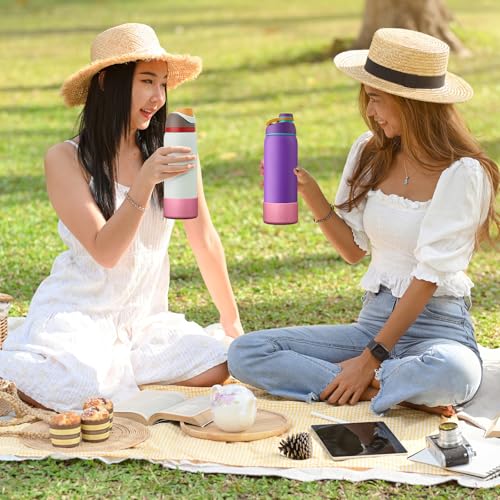 Alwenid 2PCS Silicone Water Bottle Boot for Owala 40 Oz, Anti-Slip Protective Sleeve Bottom Bumper Protector for FreeSip, Twist, and Flip Stainless Steel Water Bottles (Rose)