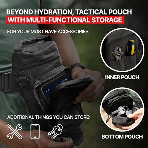 Orca Tactical Molle Water Bottle Pouch - Molle Water Bottle Holder Fits Most 32 and 40 oz Bottles - Water Bottle Pouch for Backpack - Thicker Insulated Water Bottle Holster Keeps Drinks Cooler Longer