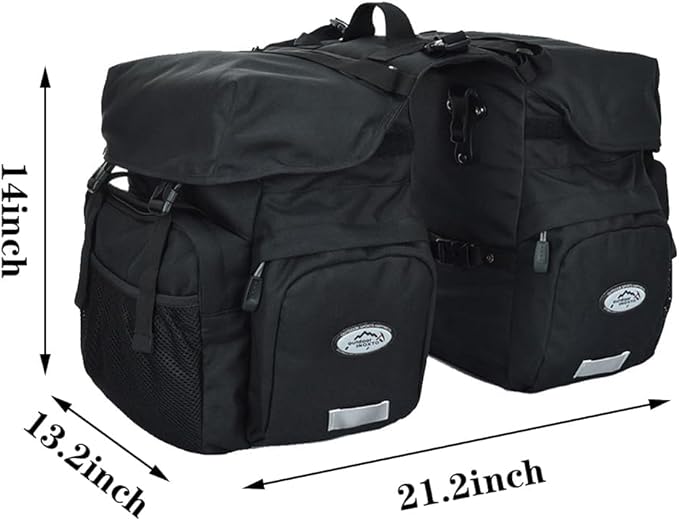 ZTZ 50L Panniers Bike Bags, Waterproof Bike Panniers Made of High-Density 600D Polyester for Durable Use, Bike Saddle Bag come with Reflective Trim and Rain Cover, Easy Organize